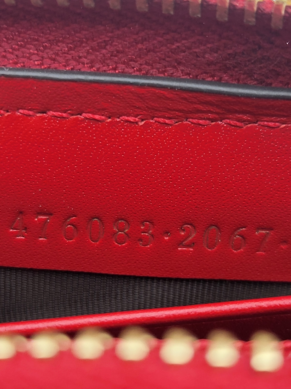 GUCCI Calfskin Sylvie Zip Around Long Wallet Hibiscus Red 476083. Authentic.. - Picture 7 of 16
